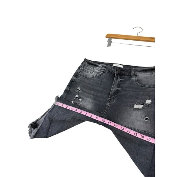 KanCan Gray Grey Distressed High Rise Denim Bermuda Shorts Womens 29 - Picture 7 of 7